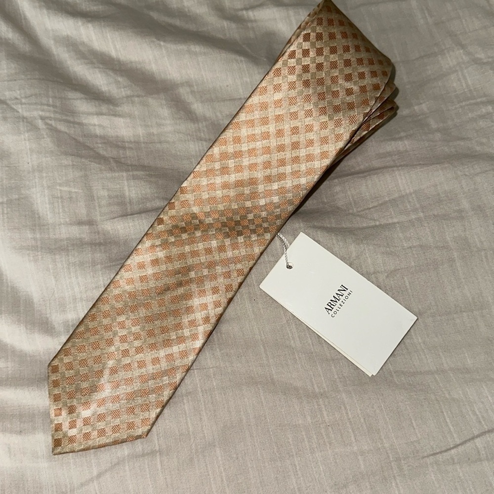 NWT Armani Collezioni Checkered Gingham Silk Tie